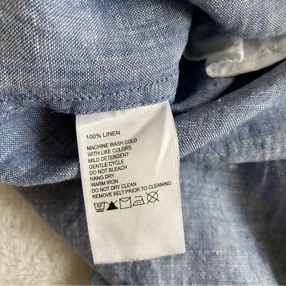 Tommy Bahama Two Palms Blue Chambray Linen Sleeveless Dress | M - Picture 6 of 10